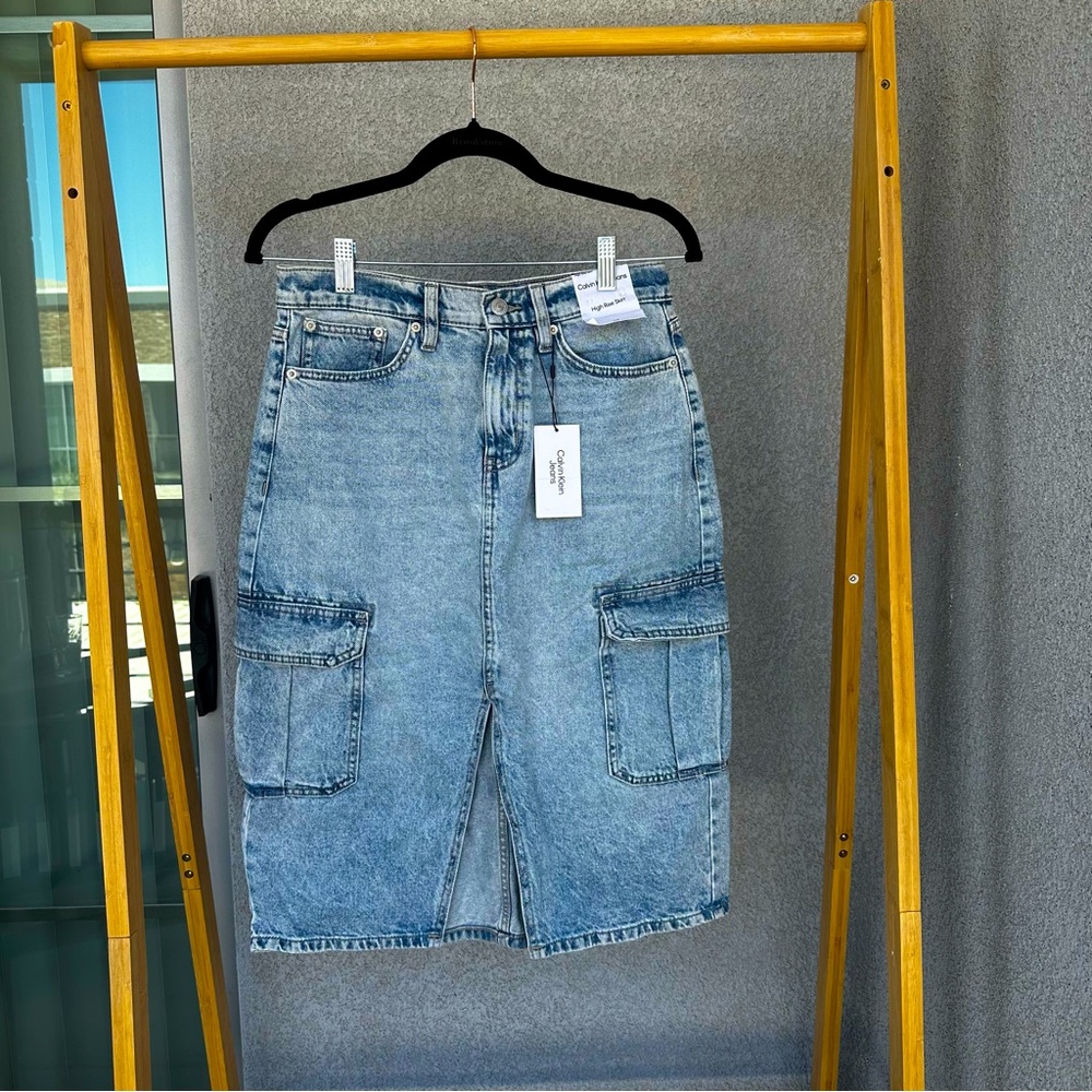 calvin klein high rise jean skirt NWT